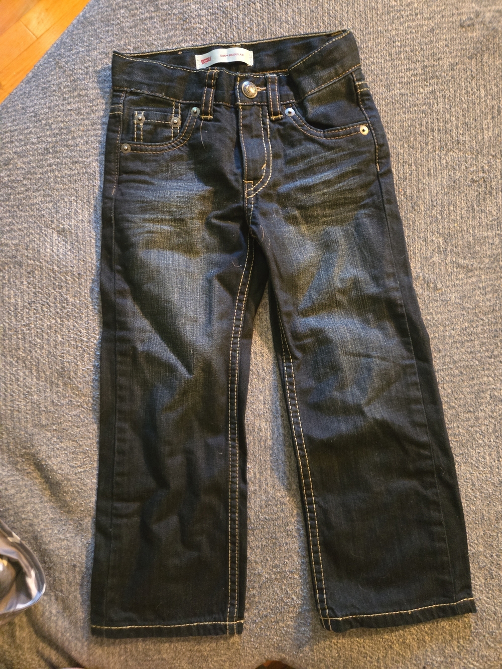 Boys Dark Wash Straight Leg Slim Fit Jeans -